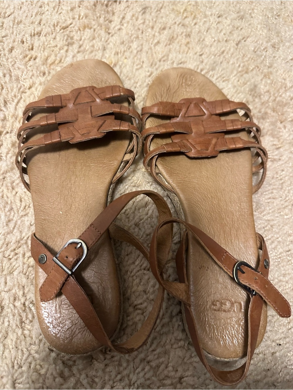 Ugg Brown Leather Larisa Sandals. Size 6
